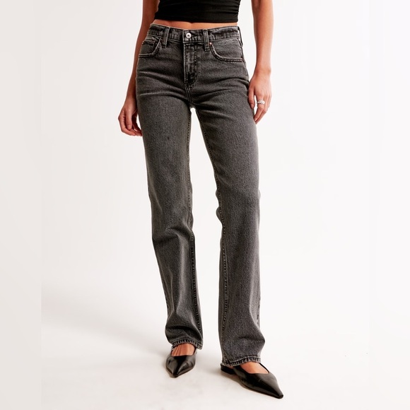 Abercrombie & Fitch Mid Rise Straight Jean, Dark Gray, Size 26/2L - Picture 1 of 10